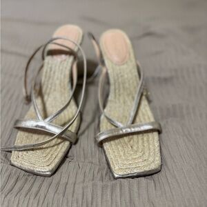 Coach Metallic Silver Espadrille Sandals
